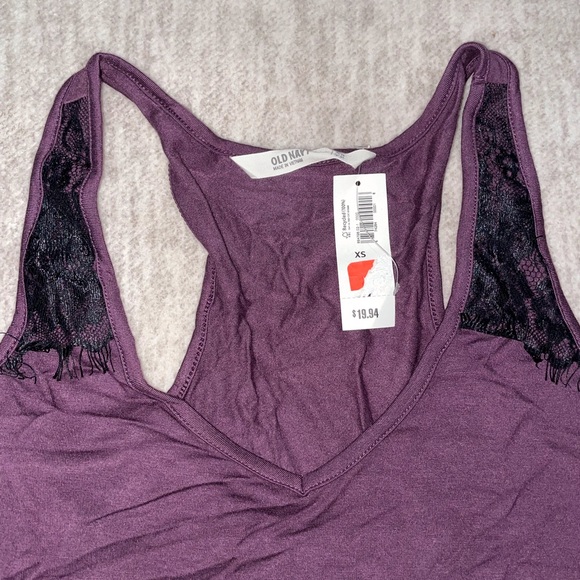 Old Navy | Dark purple tank top w/black lace - Picture 7 of 9